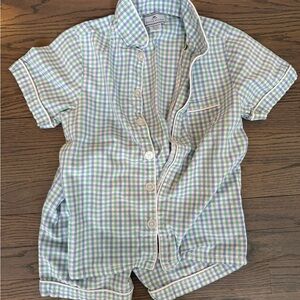 Petite Plume Green and Blue Checkered Kids Shirt